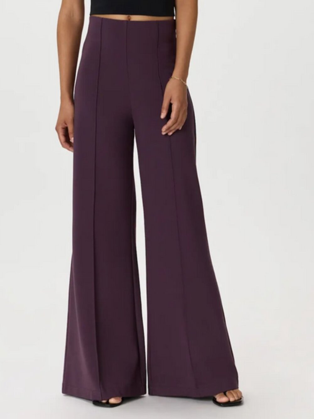Quince Ultra-Stretch Ponte Super Wide Leg Pants Dark Orchid Purple XS 32" Inseam
